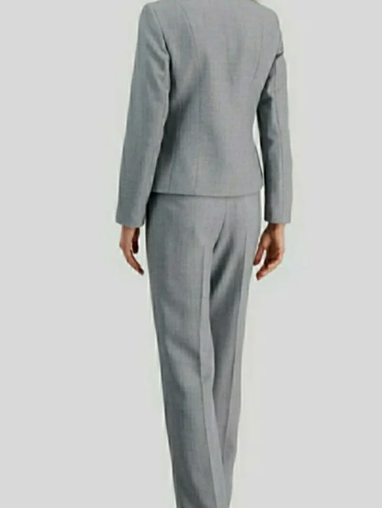 Le Suit Grey Blazer And Pant Suit Set Sz 16 - Picture 2 of 9